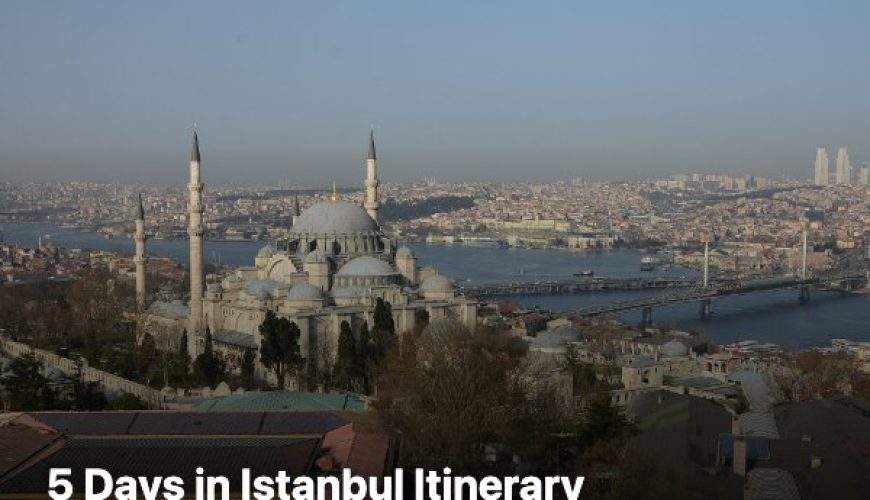 View over the historic peninsula of Istanbul with the Suleymaniye Mosque and the Golden Horn