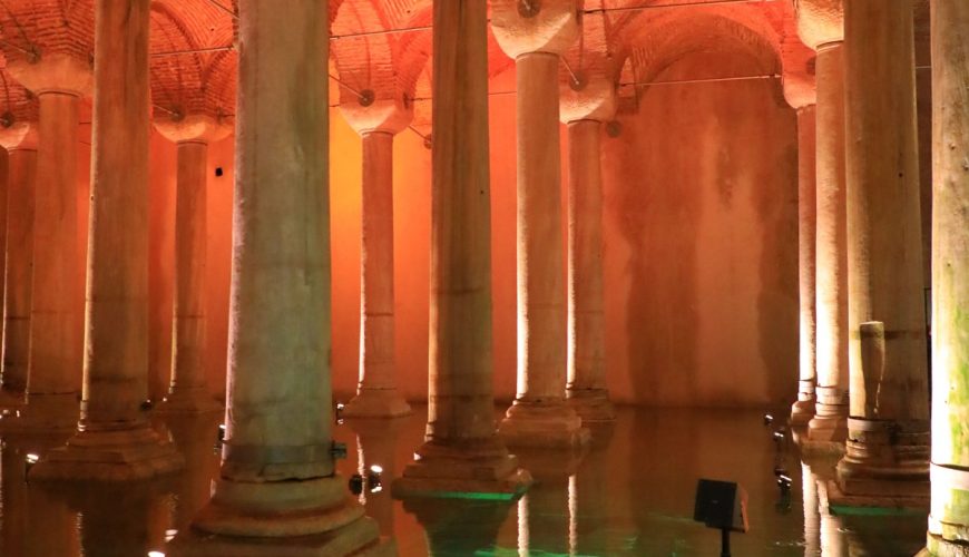 Explore the ancient architecture of the Basilica Cistern in Istanbul with its remarkable columns and atmospheric lighting
