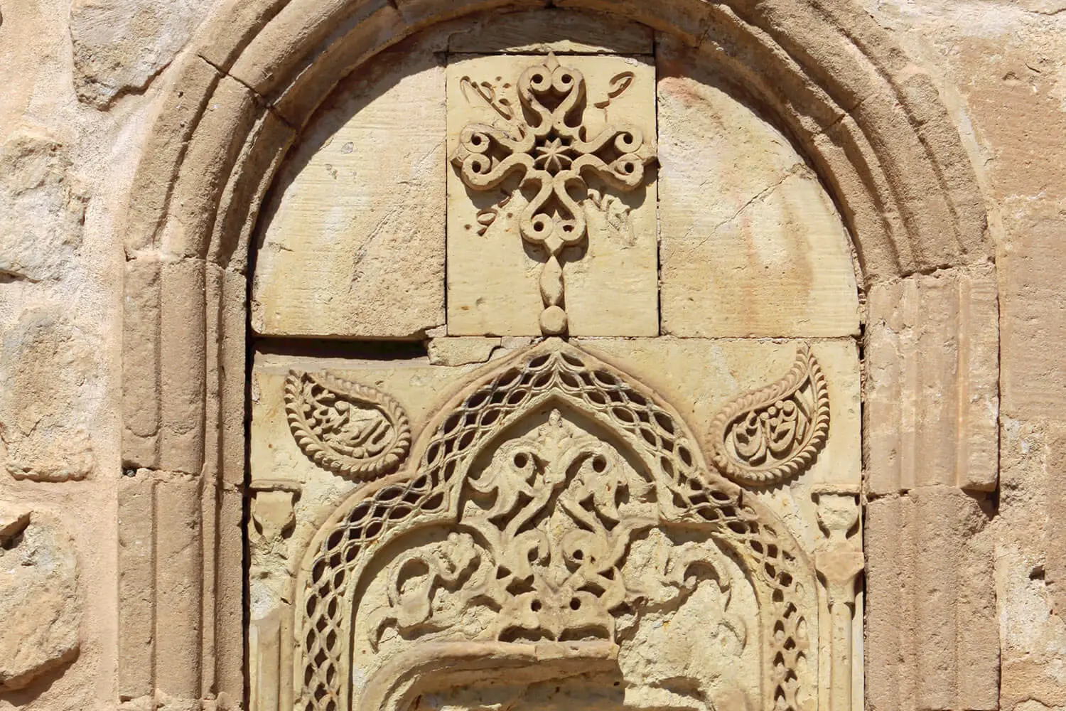 Carved stone doorway at Mar Behnam (Kırklar) Church