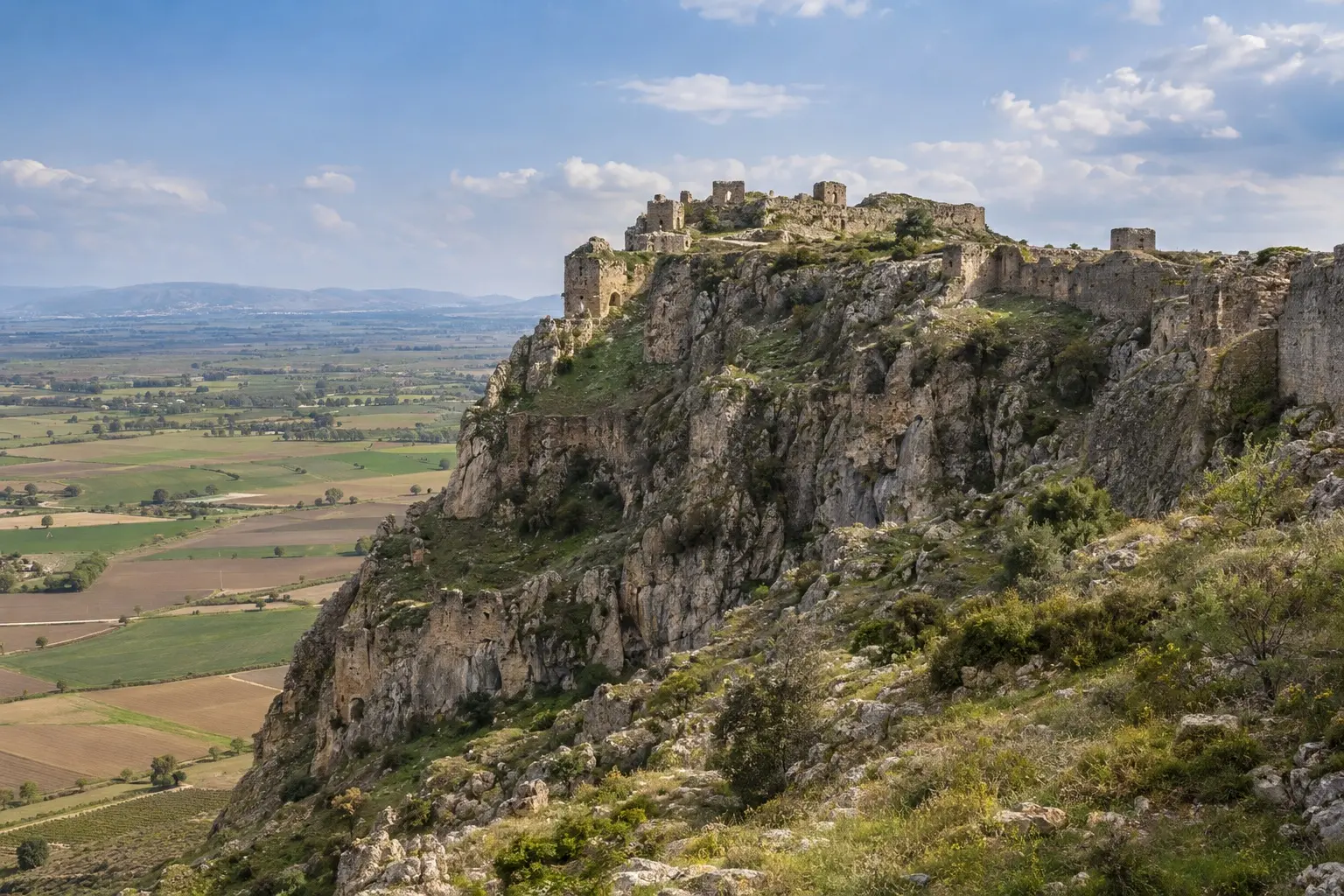 The castle rock of Anavarza above the plain