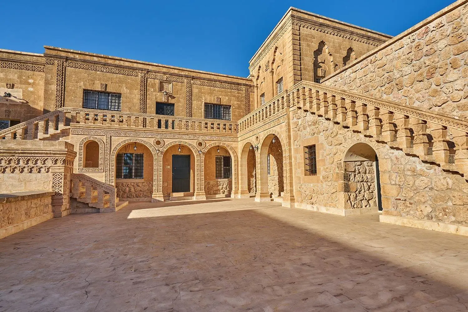 Courtyard and arcades of Mor Gabriel Monastery