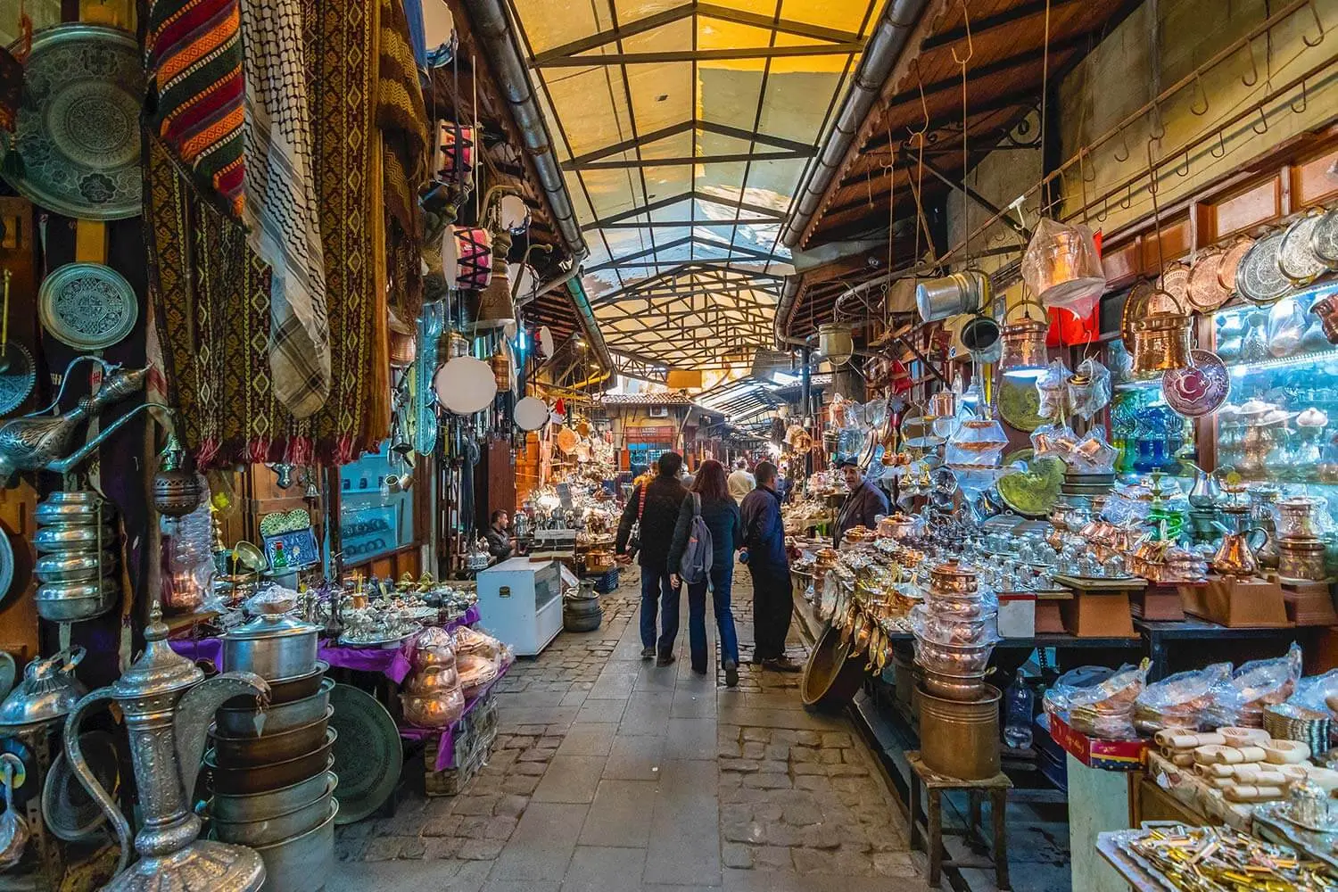 A covered market street in Gaziantep