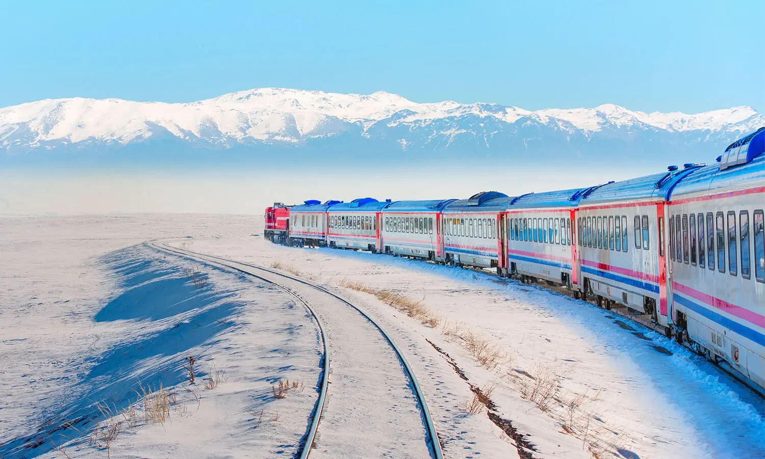 The Eastern Express crossing the snowy plateau near Kars