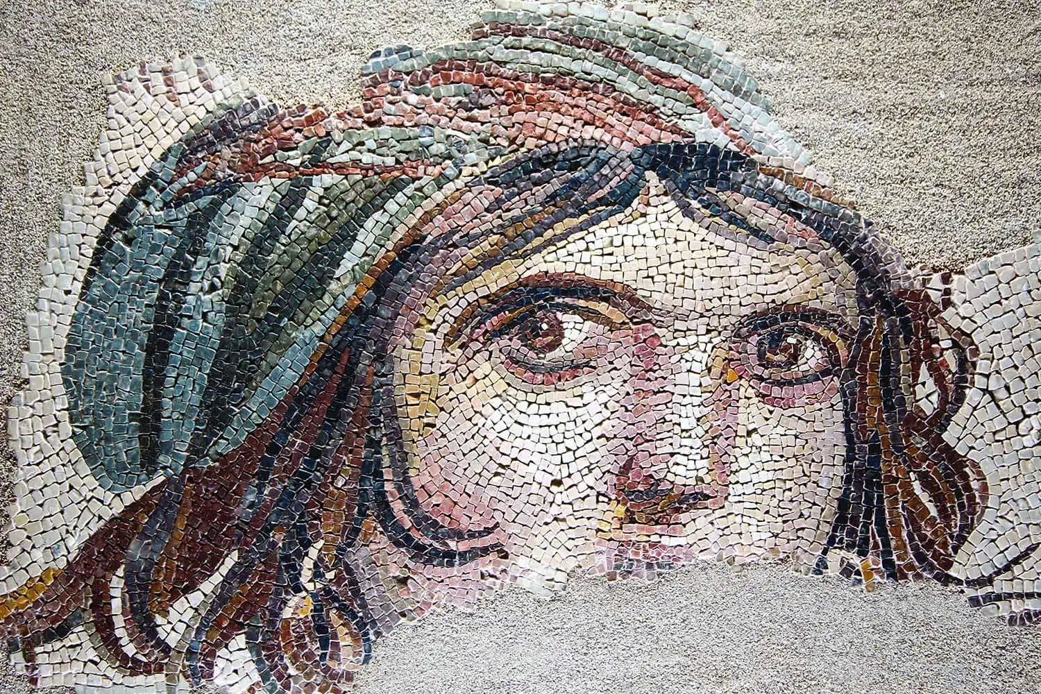 The Gypsy Girl mosaic in the Zeugma Mosaic Museum