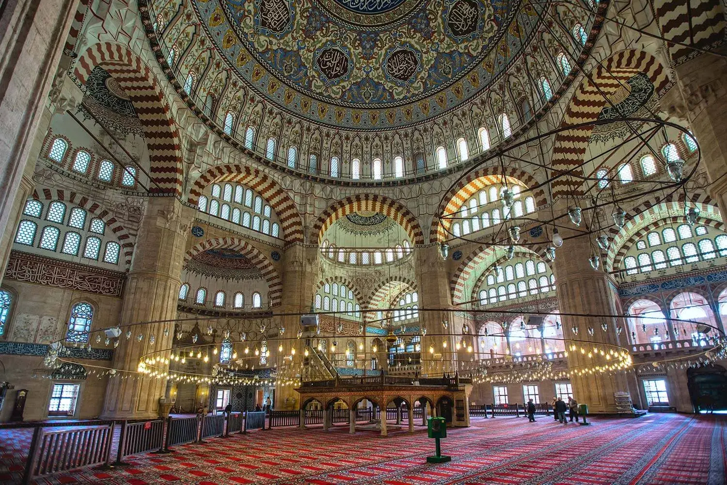 Interior of the Selimiye Mosque in Edirne, under its great dome