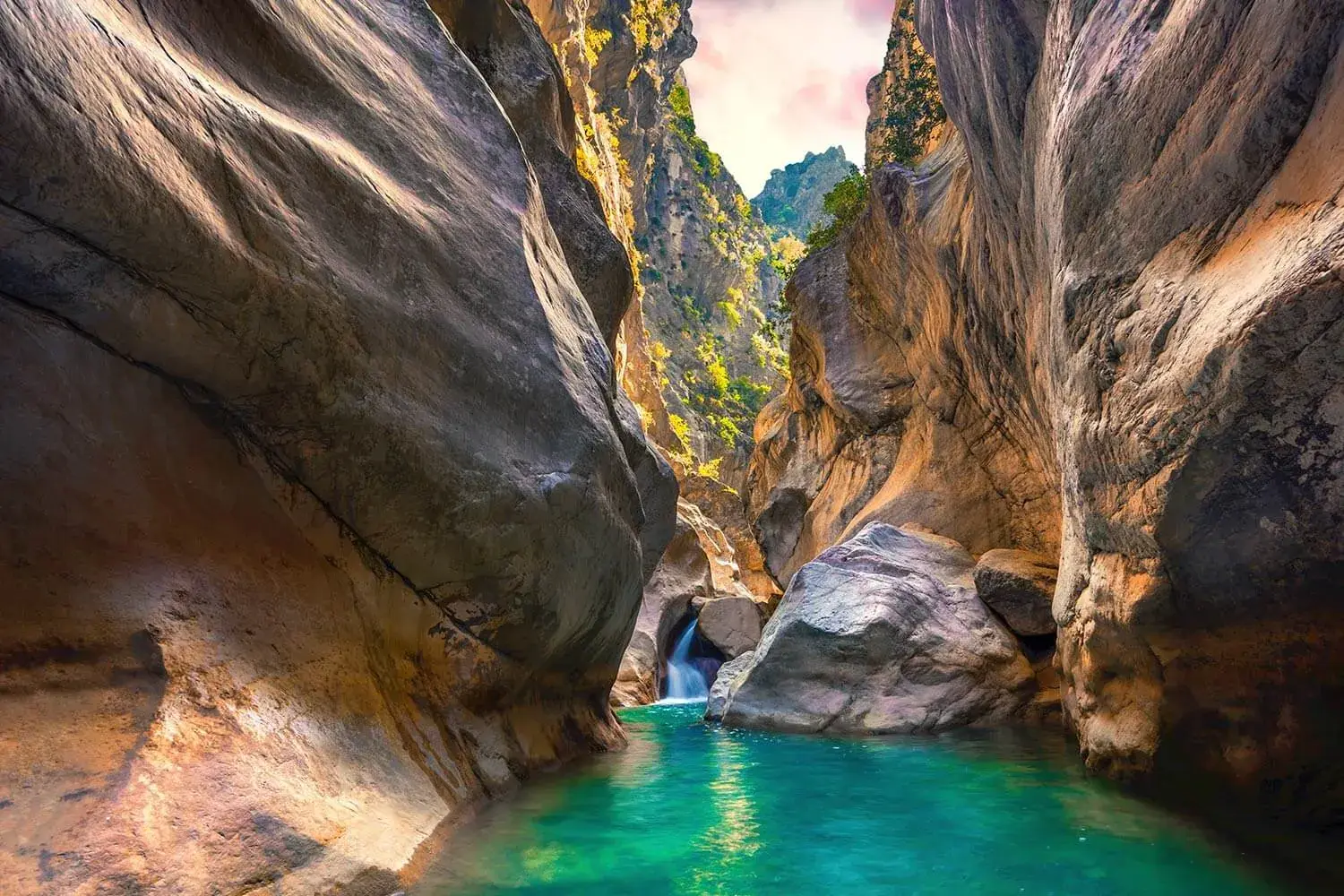 Light falling into the depths of Saklıkent Canyon
