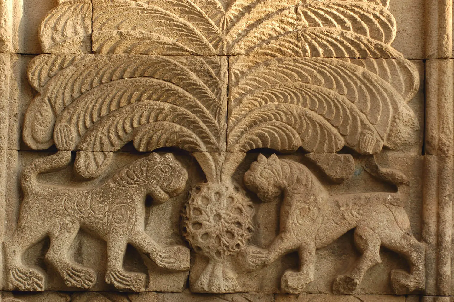 Lion and palm-tree relief on the portal of Yakutiye Madrasa