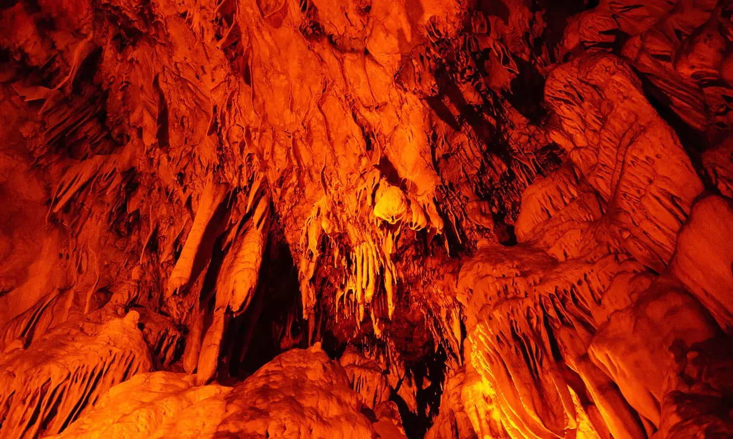 Lit stalactites in Bulak (Mencilis) Cave