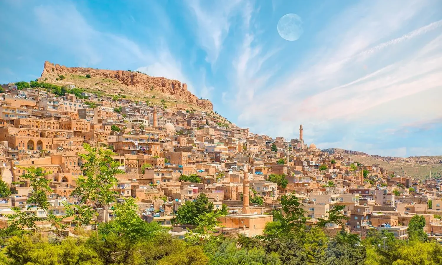 Mardin old town climbing the hillside below the citadel