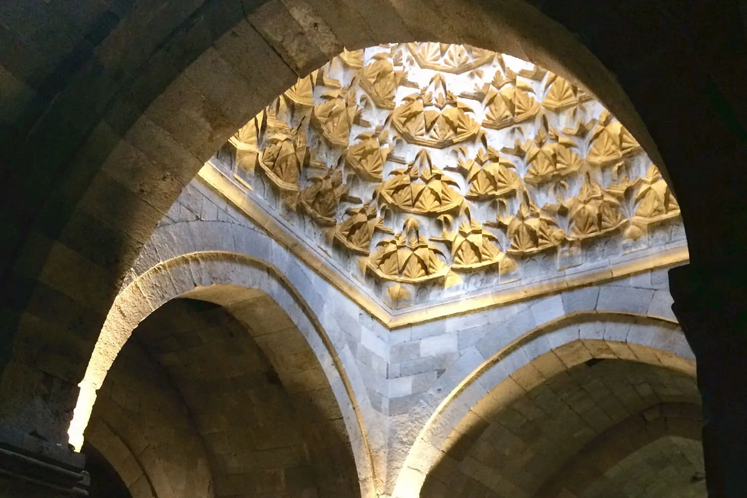 The muqarnas dome inside Yakutiye Madrasa