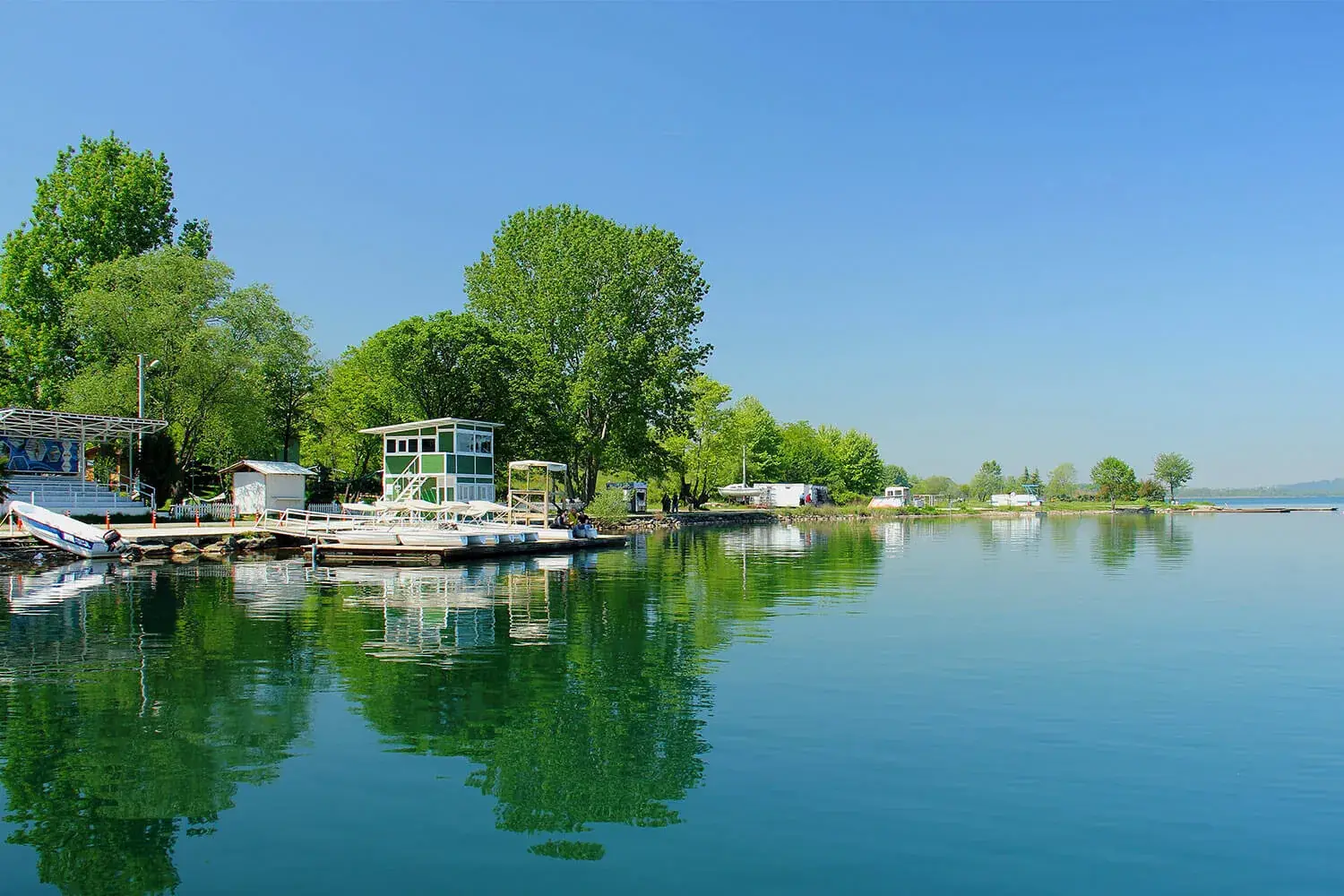 Reflections on Lake Sapanca on a clear day