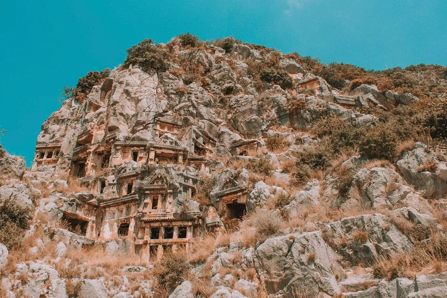 Rock-cut tombs on the cliff at Myra, Demre