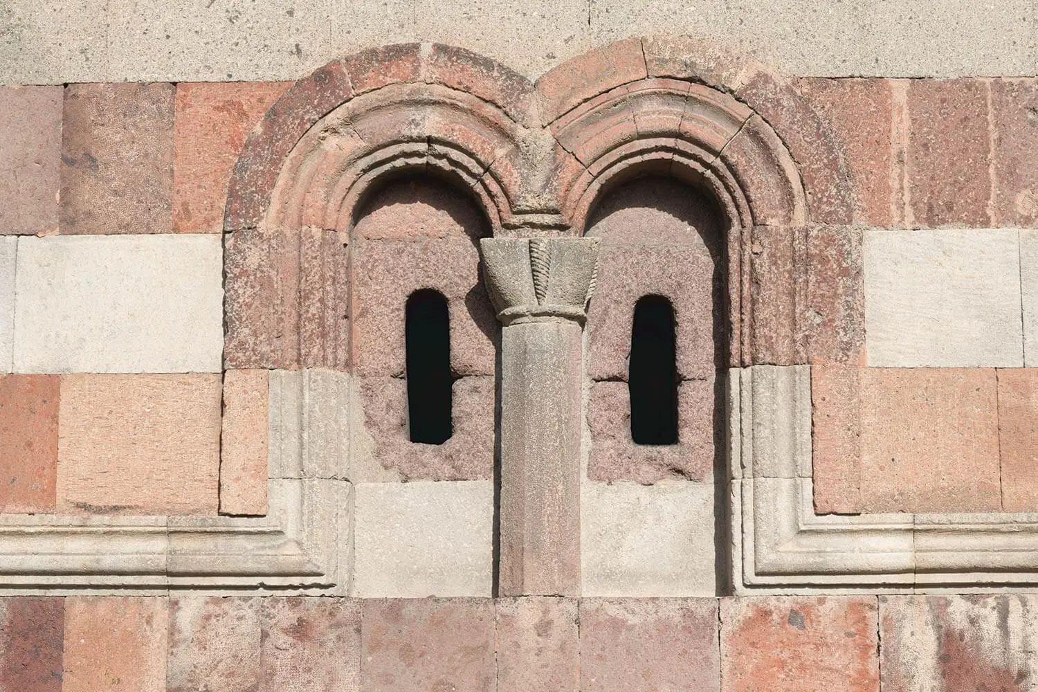 Twin arched windows on one of the Three Tombs