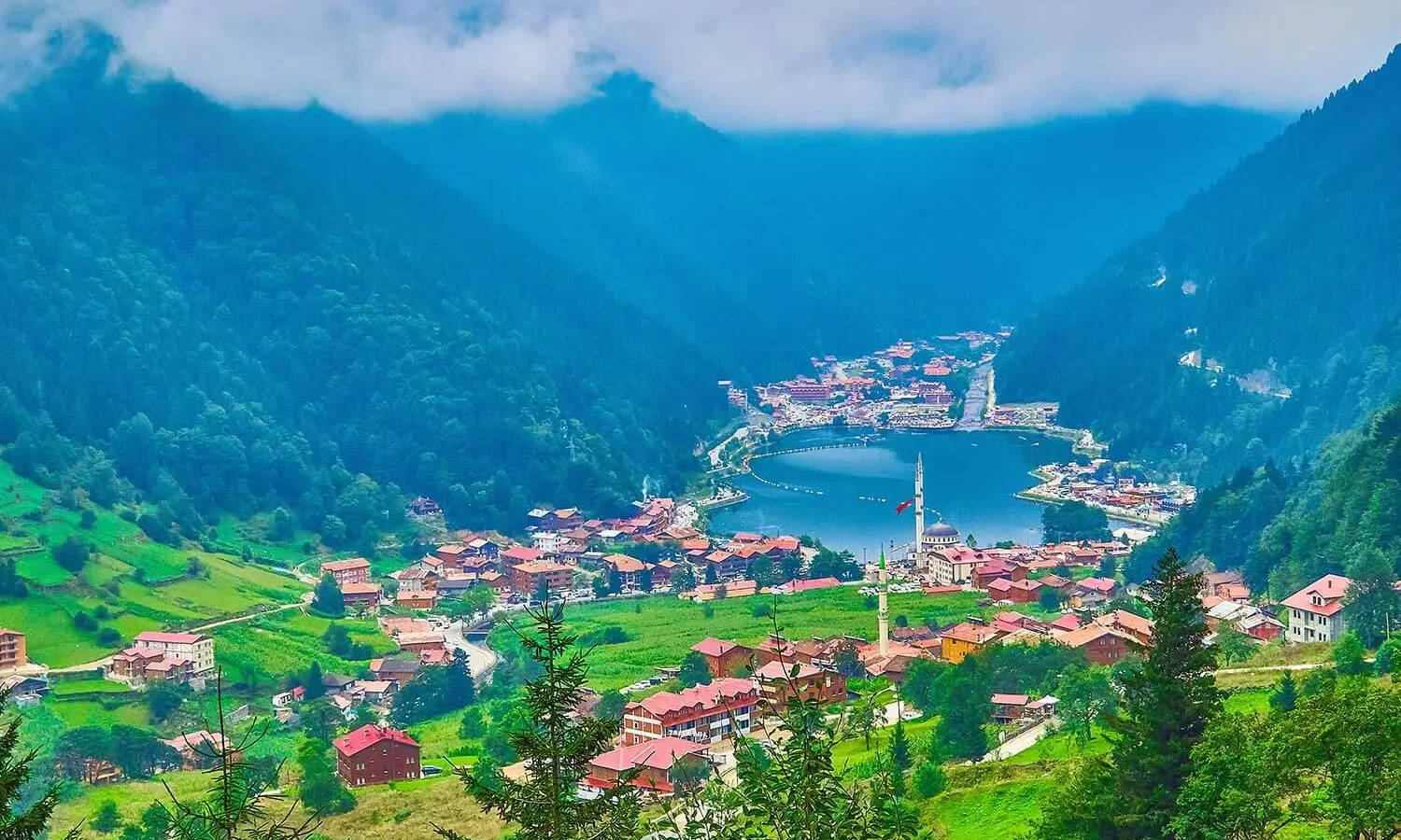 Uzungöl and its village in the valley