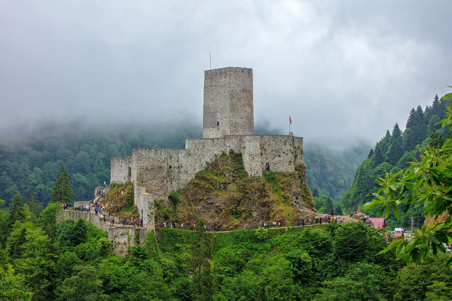 Zil Castle on its rock in the mist